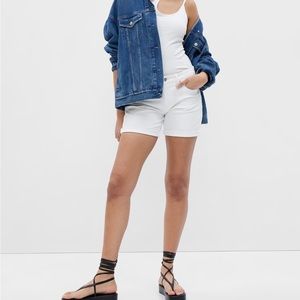 5” Mid Rise Girlfriend White Denim Shorts